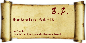 Benkovics Patrik névjegykártya