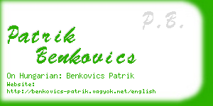 patrik benkovics business card